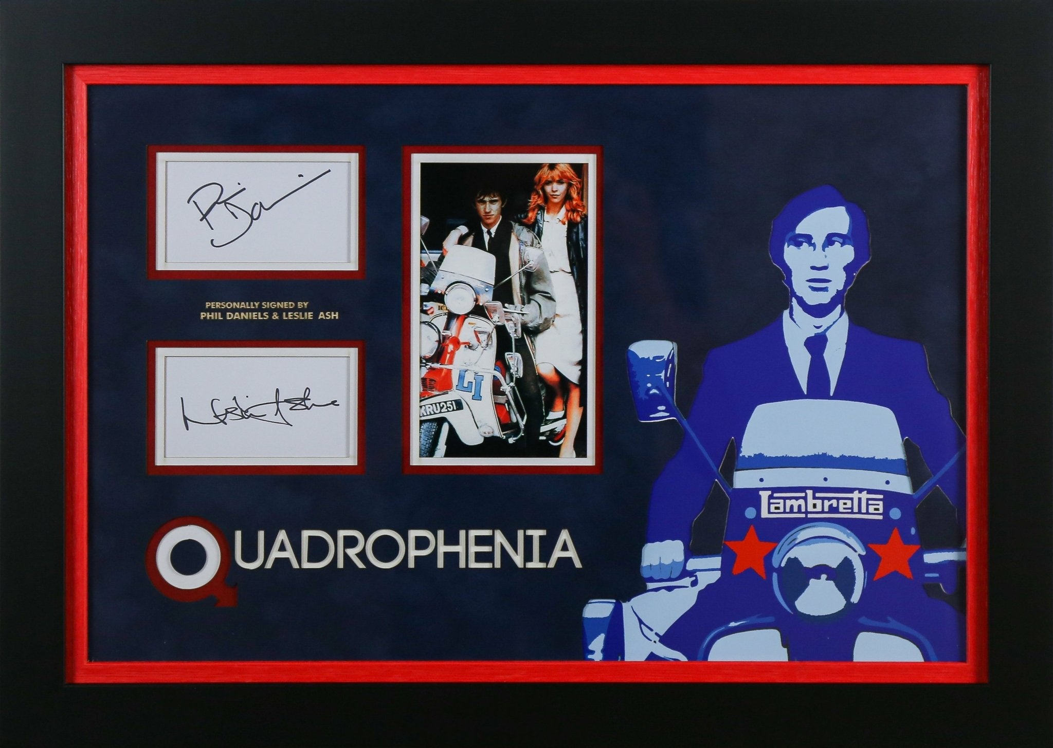 Phil Daniels and Lesley Ash Signed Quadrophenia White card Framed Display - Memorabilia Framers Shop